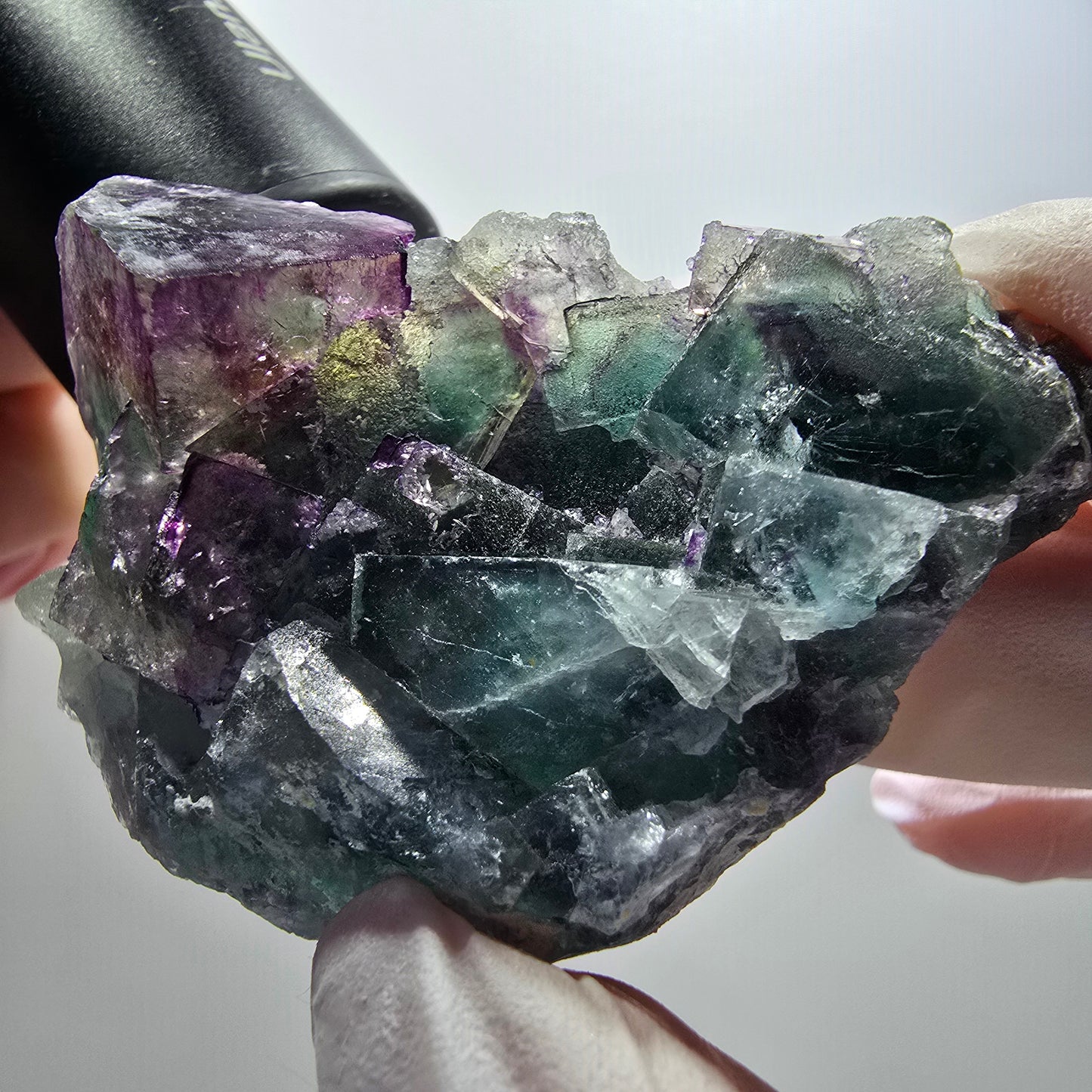 Rare phantom fluorite cube specimen, green-purple, Okorusu, Namibia, 64*39*24mm #12094