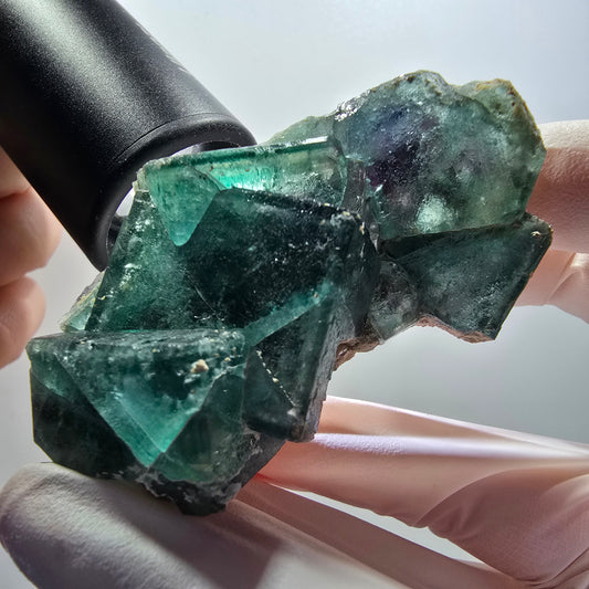 Rare spécimen de cube de fluorite fantôme, vert-violet, Okorusu, Namibie, 62*36*30 mm #12102