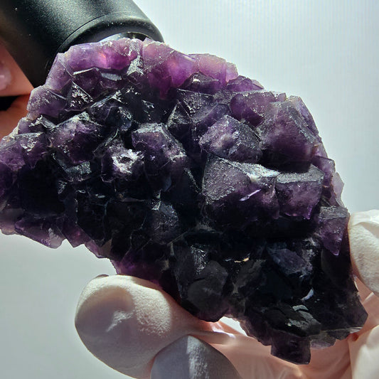 Spécimen rare de cube de fluorite fantôme, violet, Okorusu, Namibie 71*44*16mm #12108