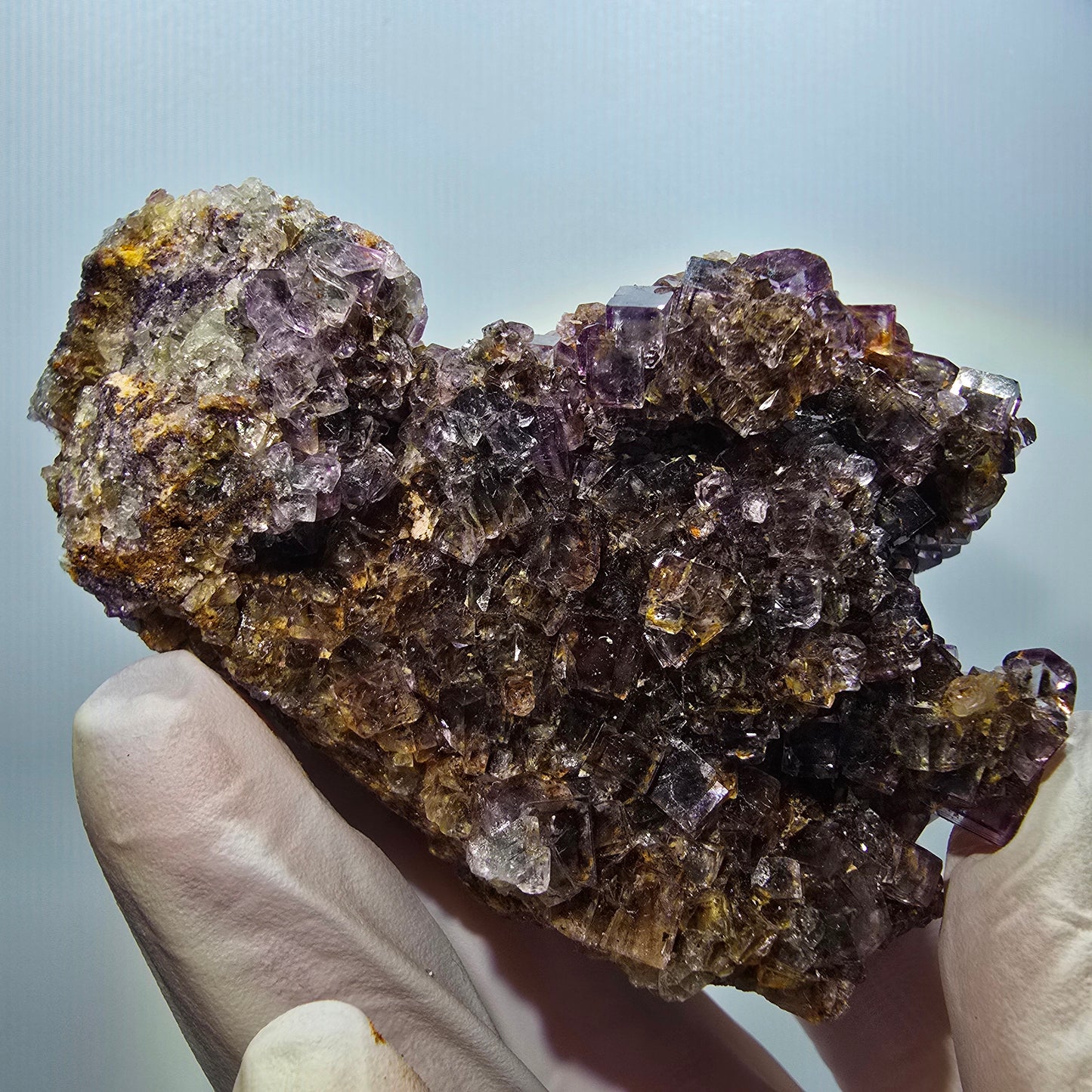 Rare phantom fluorite cube specimen, purple-yellow, Okorusu, Namibia, 83*62*41mm #12109