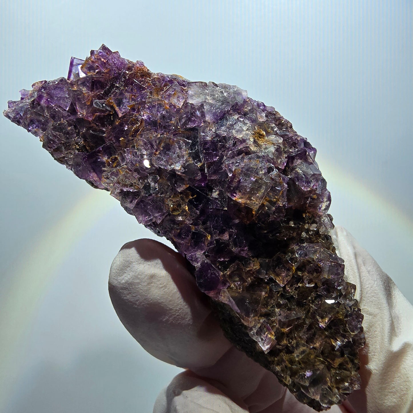 Rare phantom fluorite cube specimen, purple-yellow, Okorusu, Namibia, 74*38*27mm #12110