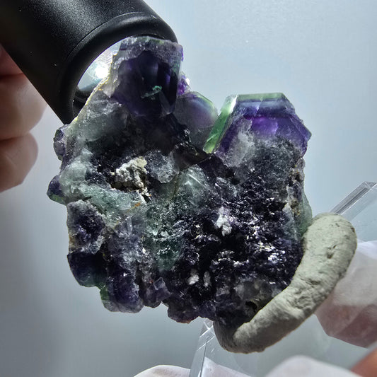 Rare spécimen de cube de fluorite fantôme, vert-violet, Okorusu, Namibie, 53*42*25mm #12116
