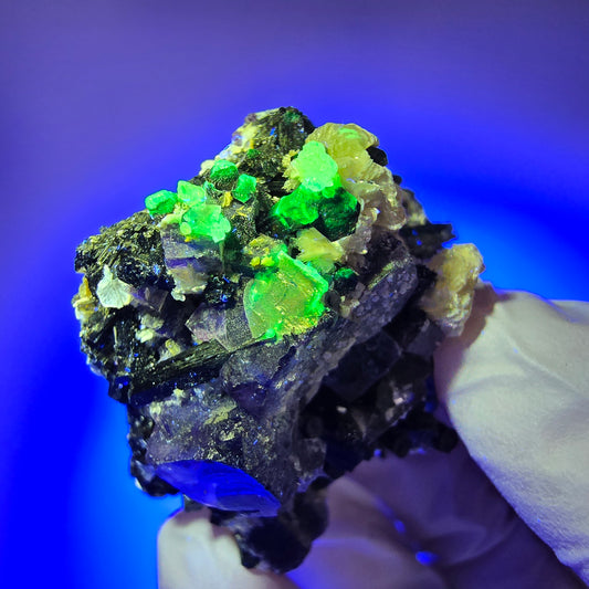 Fluorite fantôme, tourmaline Schörl, muscovite, hyalite Erongo, Namibie 49*45*36mm #12118