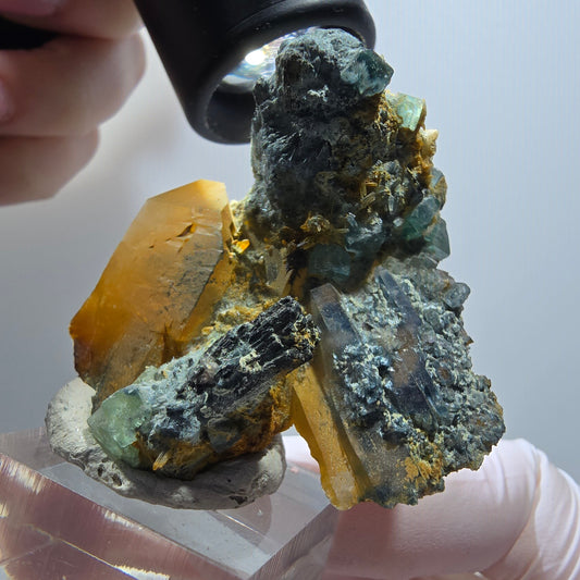 Spécimen rare de fluorite fantôme et de quartz fumé, Erongo, Namibie, 53 x 49 x 34 mm, n° 12120