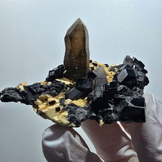 Seltene Schörl Turmalin, Rauchquarz, Orthoklas Stufe Erongo, Namibia 65*42*30mm #12130