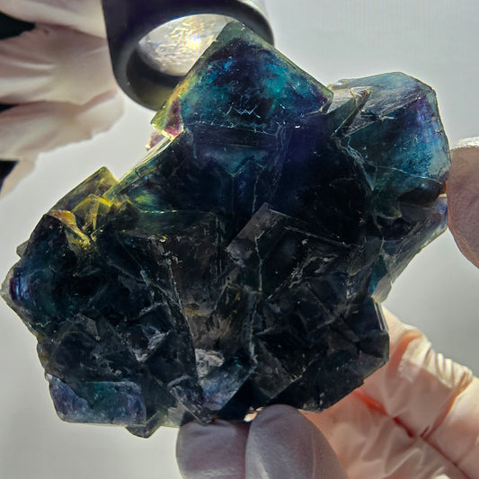 Phantom Fluorite Cube Specimen, blue Butterfly Pocket, Okorusu, Namibia 63*54*49mm