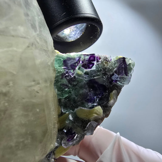 Große Fluorit, Rauchquarz, Hyalit, Schörl Turmalin, Rauchquarz Erongo, Namibia 101*67*37mm #12167