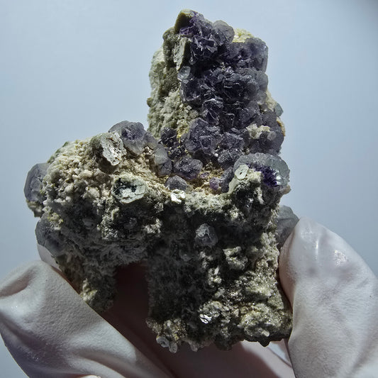 Fluorit, Schörl Turmalin, Hyalit Opal, Muskovit, Orthoklas Erongo, Namibia 57*48*37mm #12180