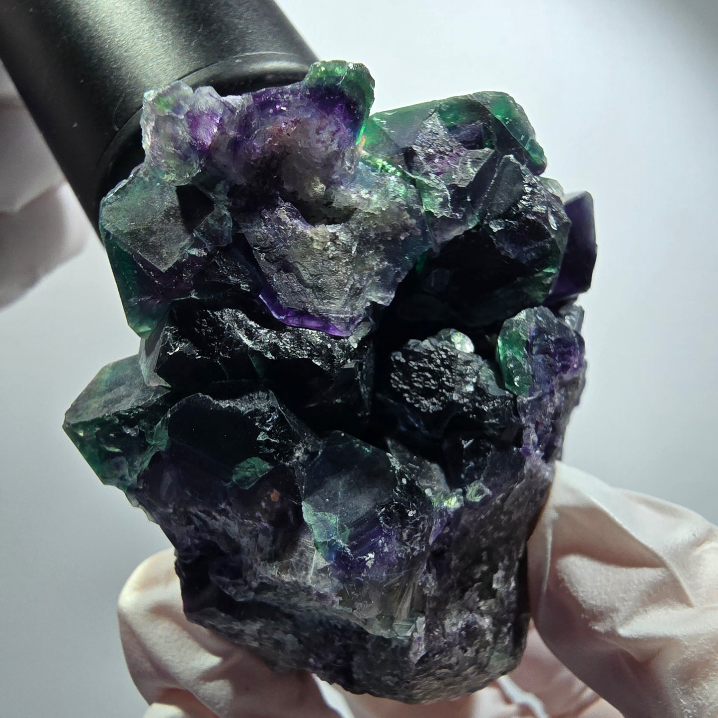 Seltene Phantom Fluorit Würfel Stufe, grün lila Erongo, Namibia 79*56*40mm #12189