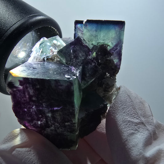 Seltene Phantom Fluorit Würfel Stufe, grün lila Okorusu, Namibia 45*32*24mm #12203