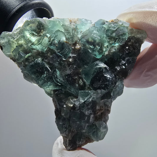 Phantom Fluorit Würfel Stufe, parkettiert, grün Okorusu, Namibia 59*57*13mm #12206