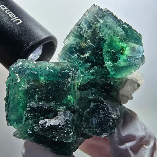 Phantom Fluorit Würfel, Quarz Stufe, parkettiert Okorusu, Namibia 76*64*46mm #12207