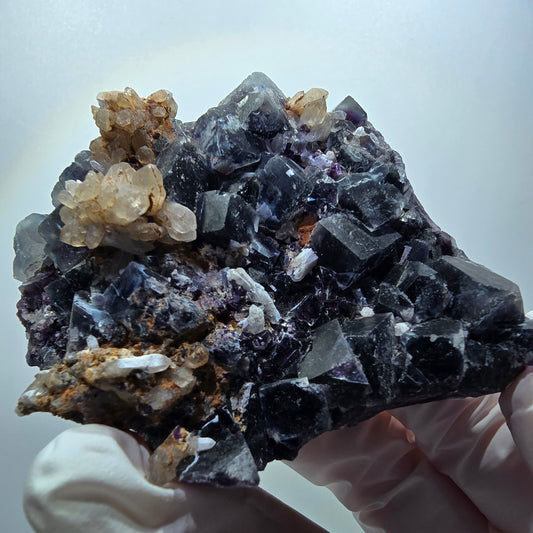 Phantom Fluorit Würfel, Quarz Stufe, grün lila blau Okorusu, Namibia 75*63*27mm #12219