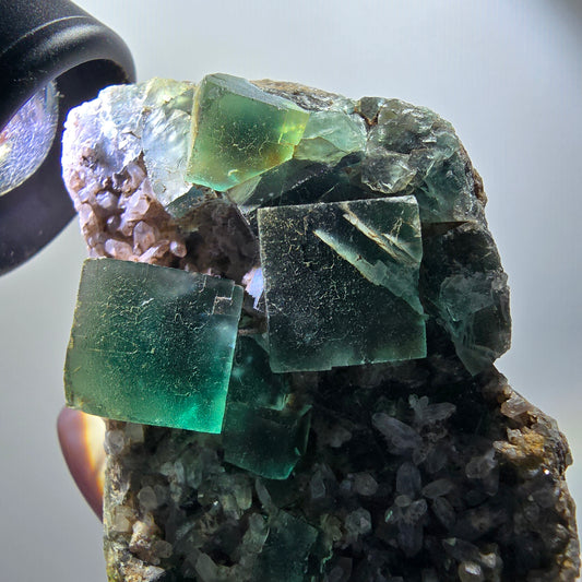 Große Phantom Fluorit Würfel, Quarz Stufe, grün Okorusu, Namibia 87*44*35mm #12222