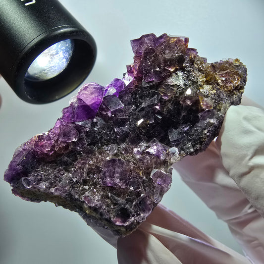 Phantom Fluorit Würfel Stufe, lila, doppelseitig Okorusu, Namibia 71*32*28mm #12224