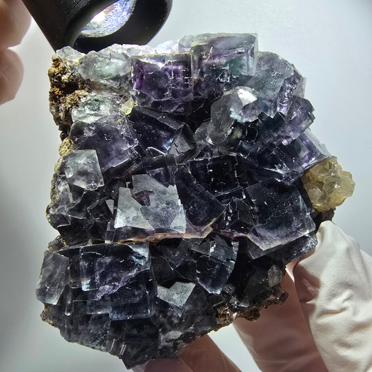 Phantom Fluorit Würfel, Quarz Stufe, grün lila Okorusu, Namibia 80*70*33mm #12233