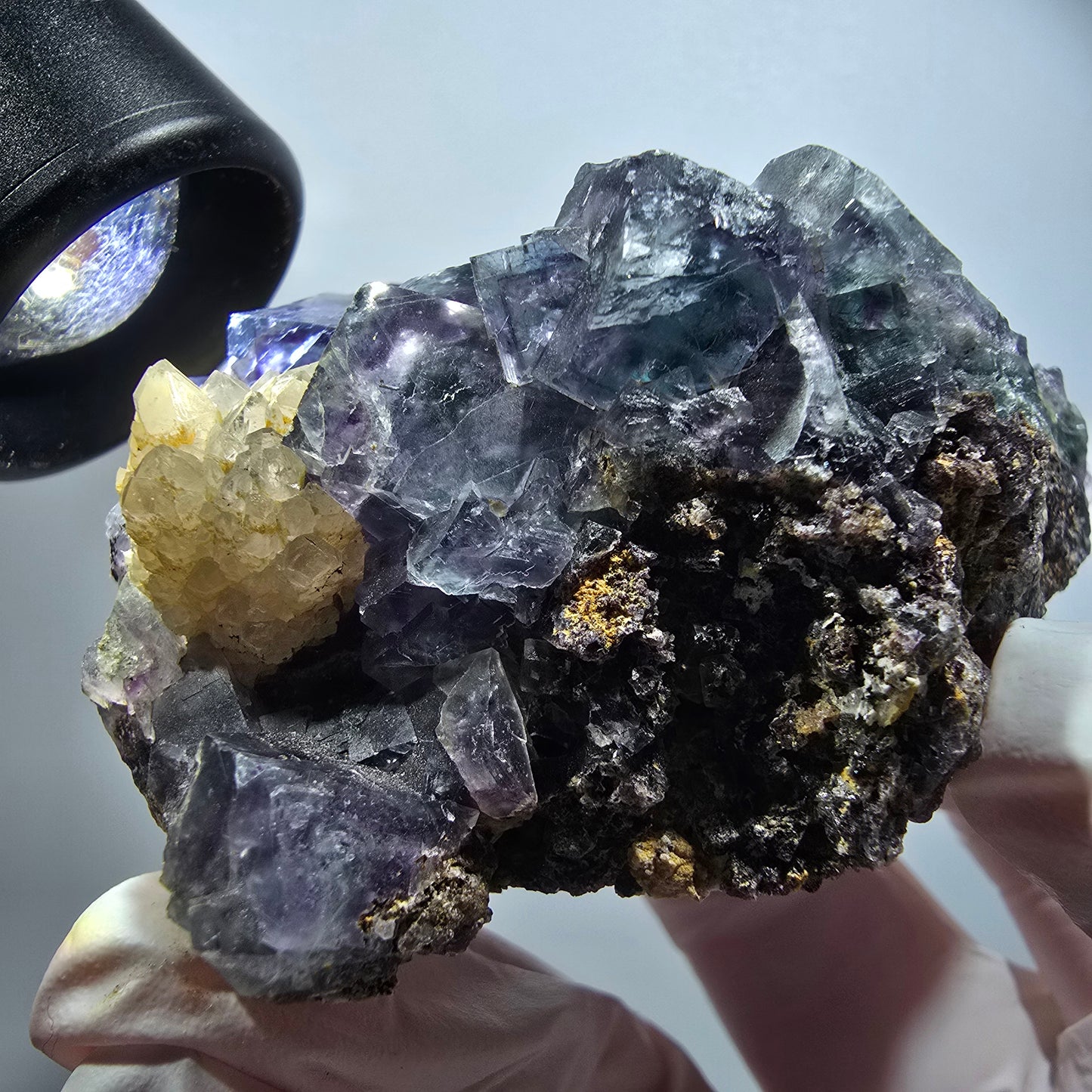 Cube de fluorite fantôme, spécimen de quartz, Okorusu vert-violet, Namibie 80*70*33 mm #12233