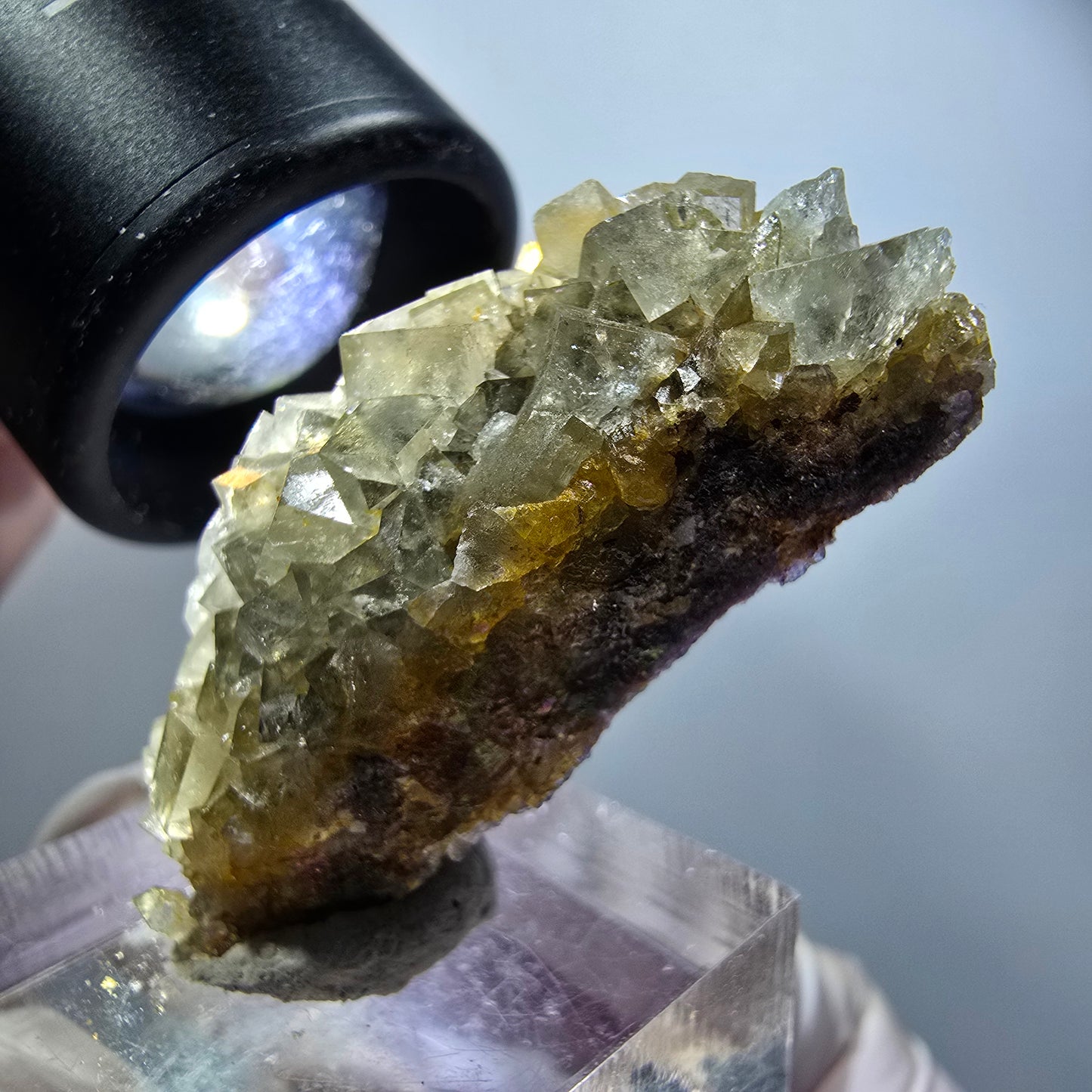 Spécimen cubique de fluorite fantôme transparente, verte et blanche, Okorusu, Namibie, 40*19*16 mm #12238