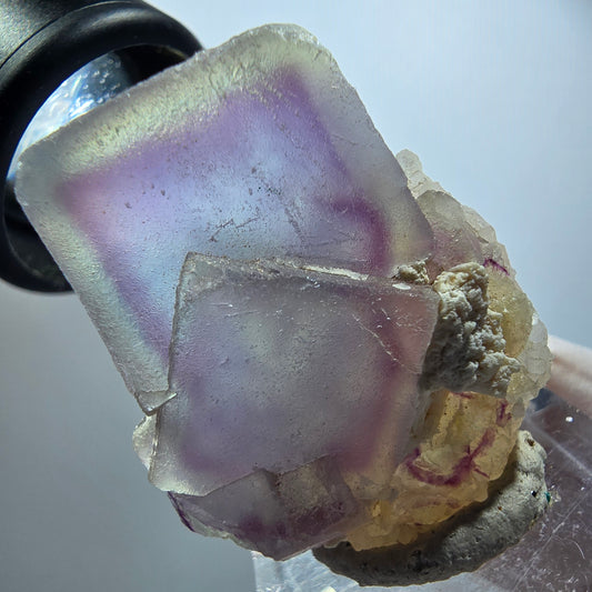 Phantom Fluorit Würfel, Quarz Stufe, grün lila Omehane, Namibia 34*27*21mm #12239