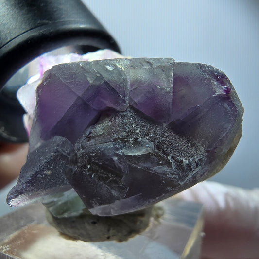 Phantom Fluorit Würfel, Quarz Stufe, grün lila Omehane, Namibia 35*27*21mm #12252