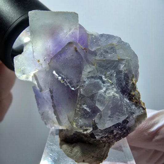 Seltene Phantom Fluorit Würfel Stufe, lila weiß Okorusu, Namibia 43*40*23mm #12260