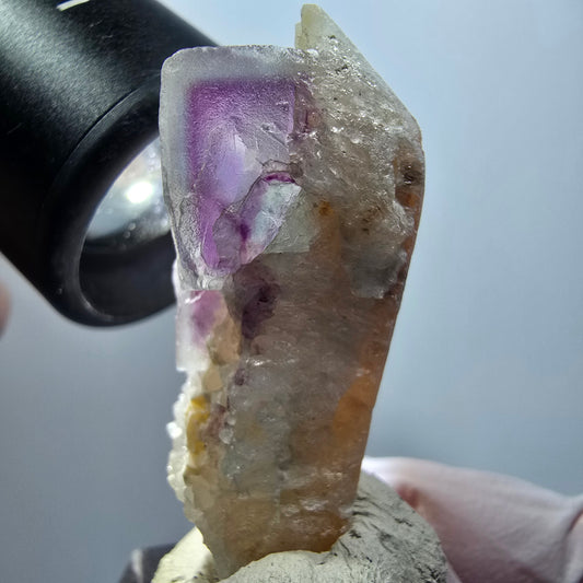 Phantom Fluorit Würfel, Quarz Stufe, grün lila Omehane, Namibia 39*32*18mm #12267