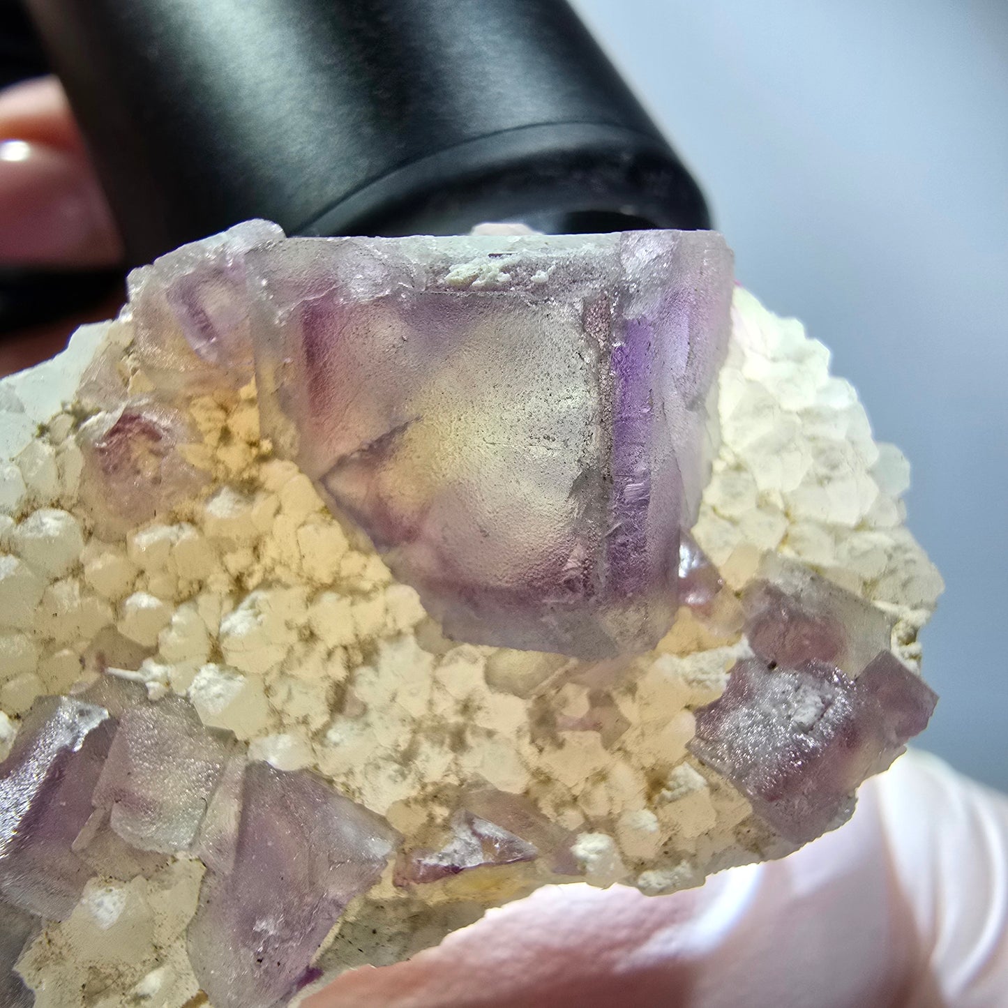 Cube de fluorite fantôme, spécimen de quartz, omehane vert-violet, Namibie 47*26*19 mm #12270