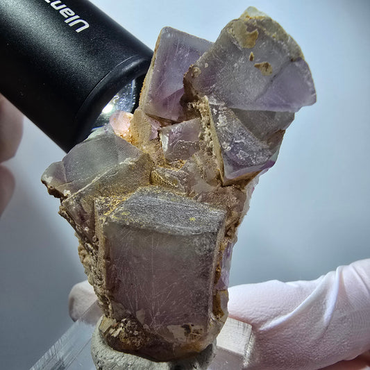 Phantom Fluorit Würfel, Quarz Stufe, grün lila Omehane, Namibia 54*40*16mm #12271