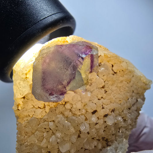 Phantom Fluorit Würfel, Quarz Stufe, grün lila Omehane, Namibia 50*49*24mm #12272