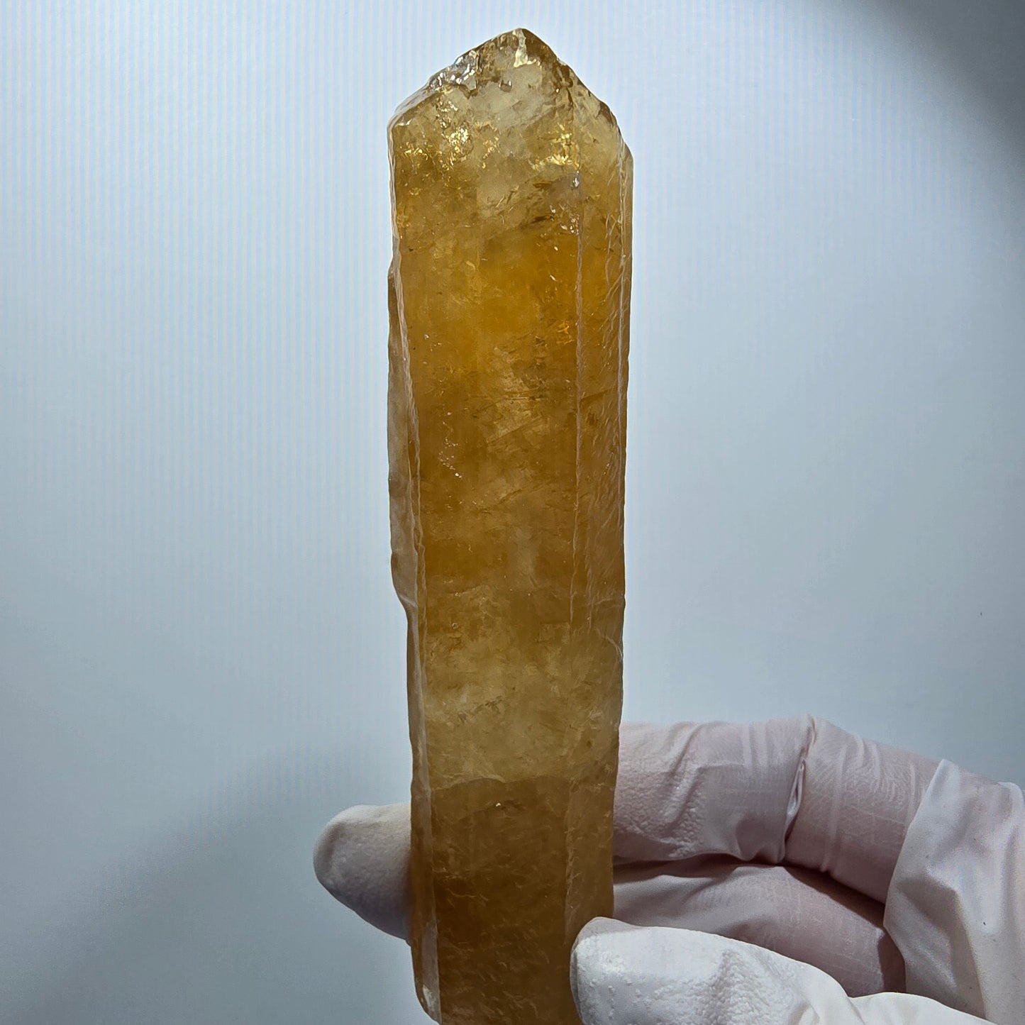 Cristal de calcite miel naturel XL, jaune orangé, Erongo, Namibie, 110 x 32 x 31 mm, réf. 12290