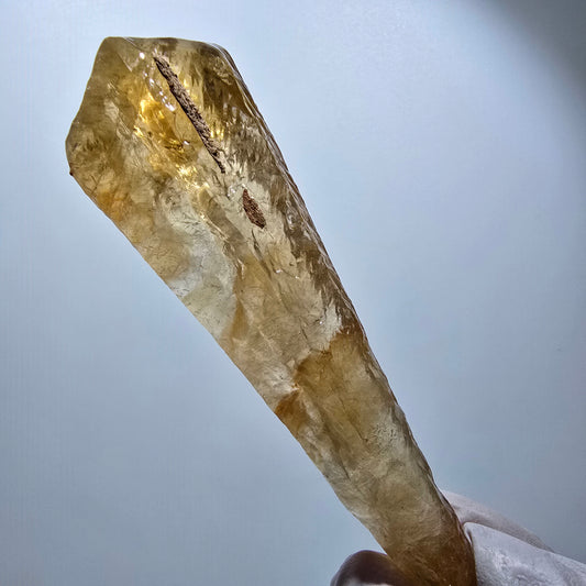 XL Natürlicher Honig Calcit Kristall, gelb orange Erongo, Namibia 103*26*16mm #12291