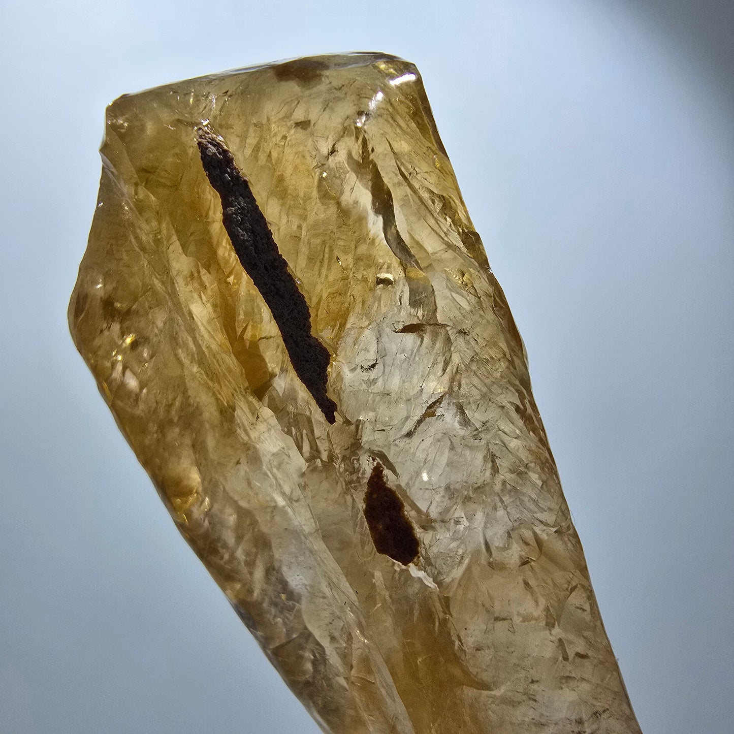 XL Natural Honey Calcite Crystal, yellow orange Erongo, Namibia 103*26*16mm #12291