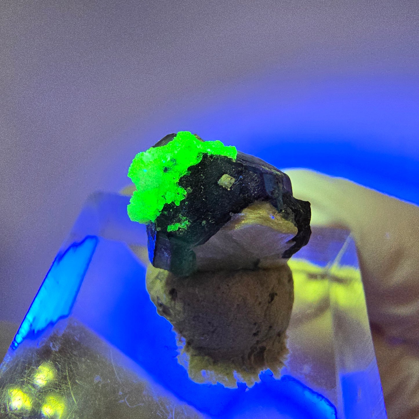 Phantom Fluorite, Schörl Tourmaline, Hyalite Opal, Muscovite Erongo, Namibia 15*12*11mm #12337