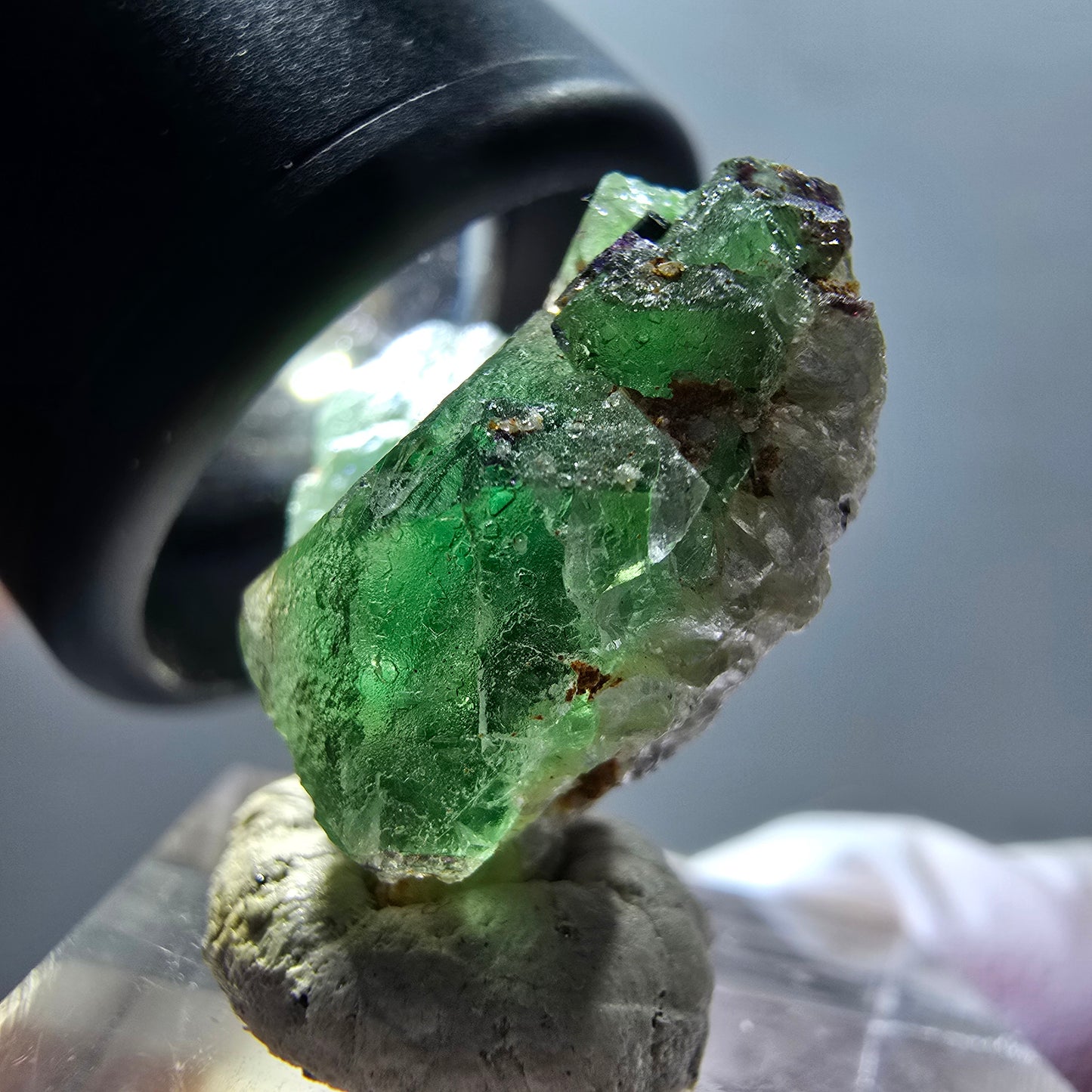 Phantom Fluorit, Schörl Turmalin, Muskovit Stufe Erongo, Namibia 22*18*12mm #12346