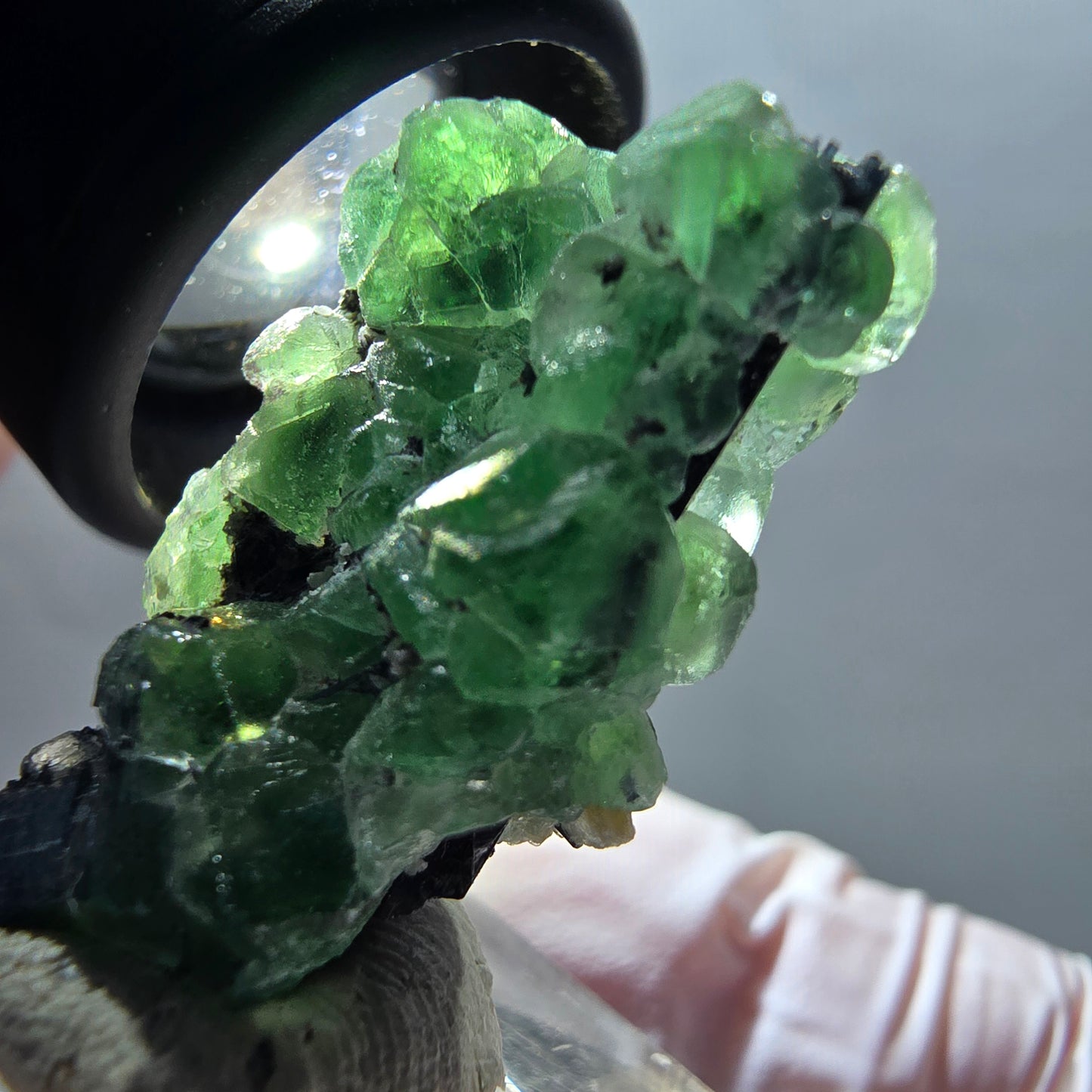 Phantom Fluorit, Schörl Turmalin, Muskovit Stufe Erongo, Namibia 31*17*11mm #12347