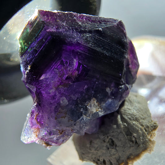 Seltener Phantom Fluorit Würfel Kristall, grün lila Okorusu, Namibia 22*22*16mm #12350