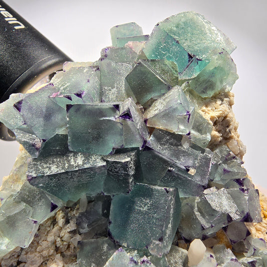 Große Phantom Fluorit, zonal, Quarz, Orthoklas Stufe Brandberg, Namibia 98*65*50mm #12362