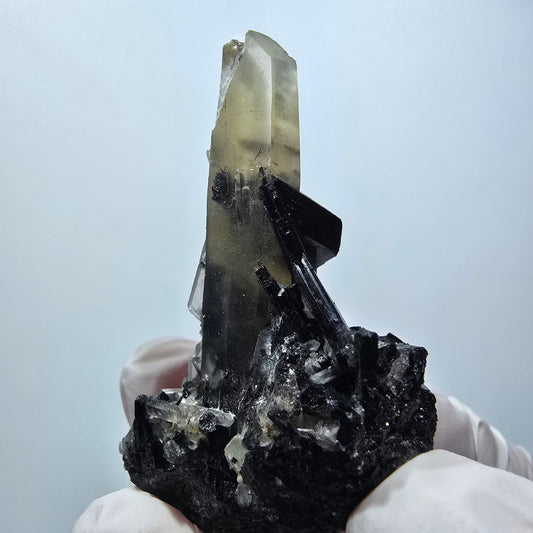 Seltene Schörl Turmalin, Rauchquarz Stufe Erongo, Namibia 52*31*16mm #12447