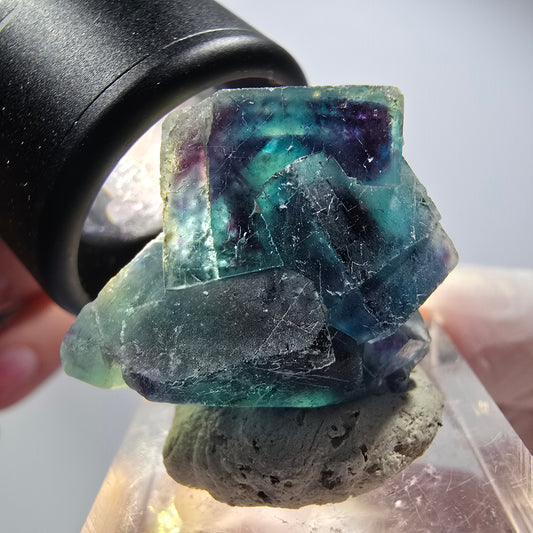 Phantom Fluorit Würfel Stufe, blau Butterfly Pocket, Okorusu, Namibia 27*22*14mm #12525