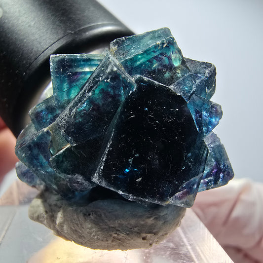 Phantom Fluorit Würfel Stufe, blau Butterfly Pocket, Okorusu, Namibia 30*25*16mm #12528