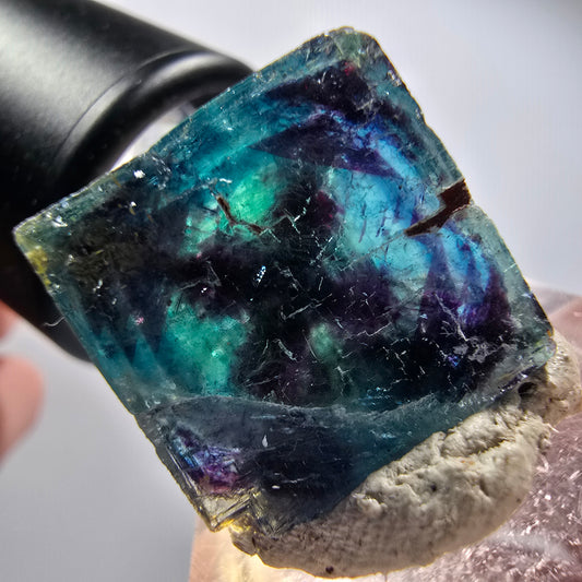 Phantom Fluorit Würfel Stufe, blau Butterfly Pocket, Okorusu, Namibia 24*22*15mm #12529