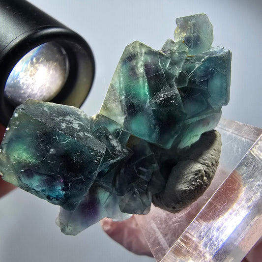 Phantom Fluorit Würfel Stufe, blau Butterfly Pocket, Okorusu, Namibia 46*31*16mm #12532