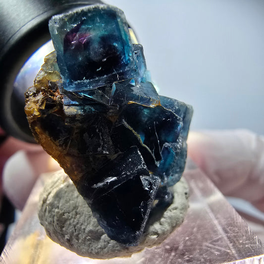 Phantom Fluorit Würfel Stufe, blau Butterfly Pocket, Okorusu, Namibia 27*24*16mm #12540