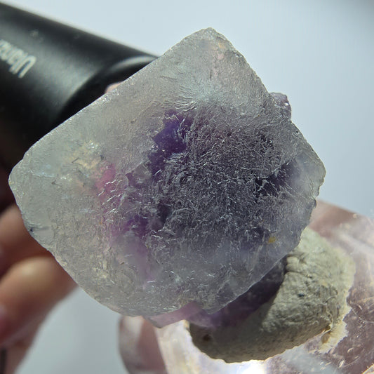 Seltene Phantom Fluorit Würfel Stufe, lila weiß Okorusu, Namibia 31*27*22mm #12542