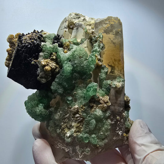XL Rauchquarz, Fluorit, Schörl Turmalin, Muskovit Stufe Erongo, Namibia 128*109*93mm #12549