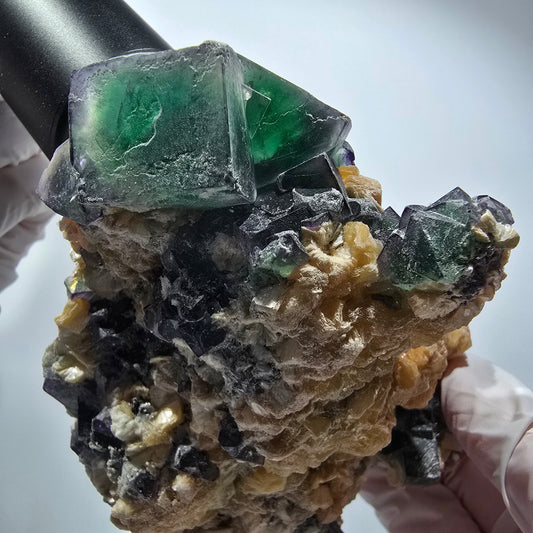 XL Phantom Fluorit, Schörl Turmalin, Rauchquarz Muskovit Stufe Erongo, Namibia 103*92*60mm #12554