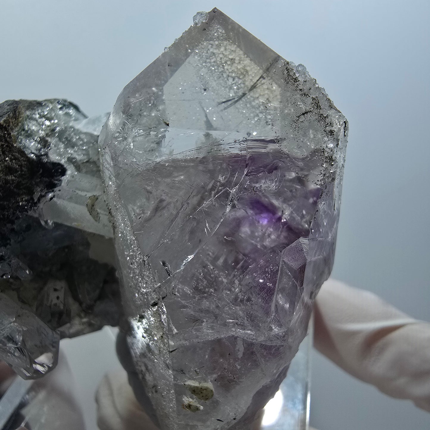 Phantom Amethyst mit Analcim, Epidot, Prehnit auf Matrix Streep Mine Namibia 61*50*46mm #12587