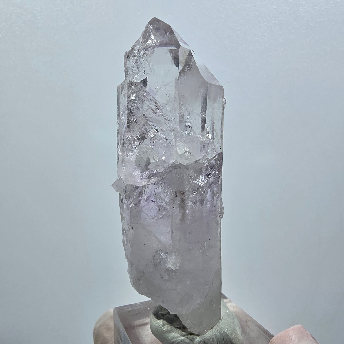 Améthyste fantôme lémurienne avec analcime, préhnite mine de Streep Goboboseb, Namibie 66*22*17mm #12630