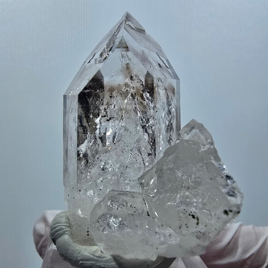 Enhydro Lemurian Phantom Rauchquarz, Calcit, 4x Blase 1x Partikel Streep Mine Namibia 47*34*26mm #12639