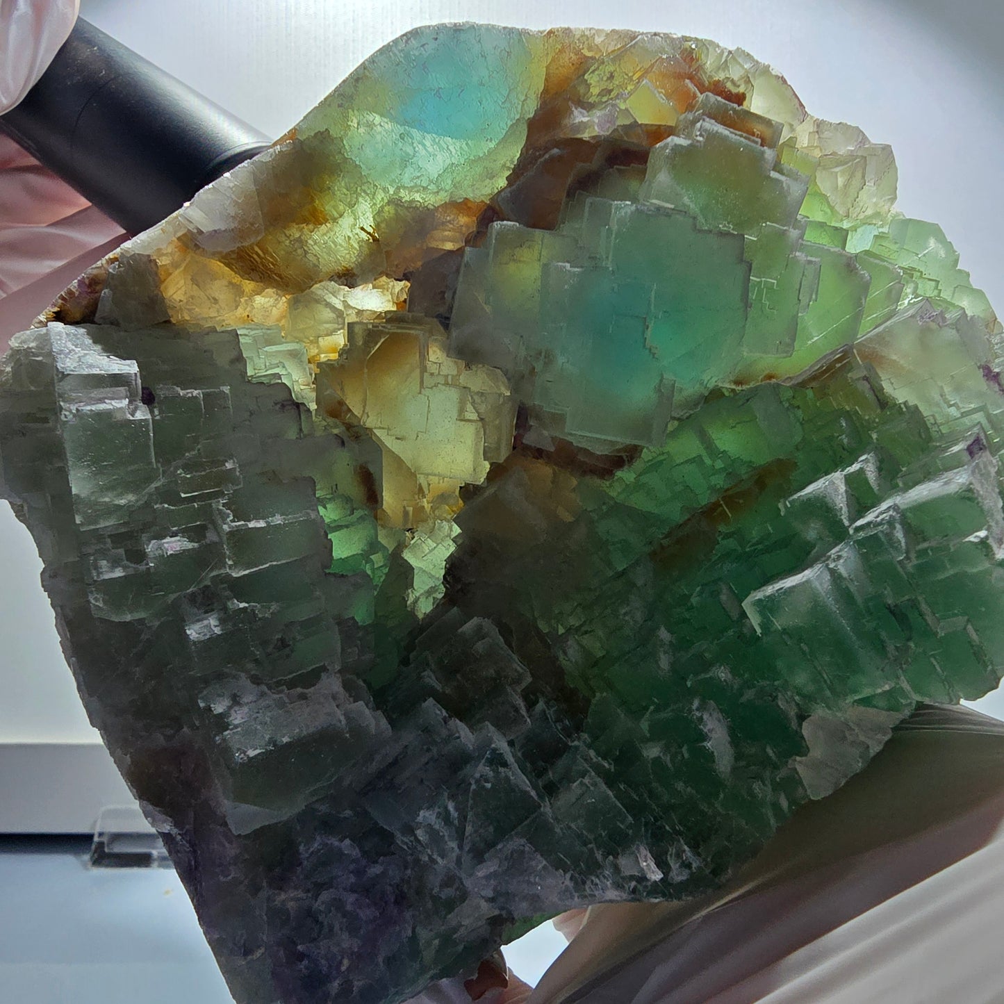 XXL Phantom Fluorite Cube Specimen, stepped, green Omehane, Namibia 131*106*61mm #12658